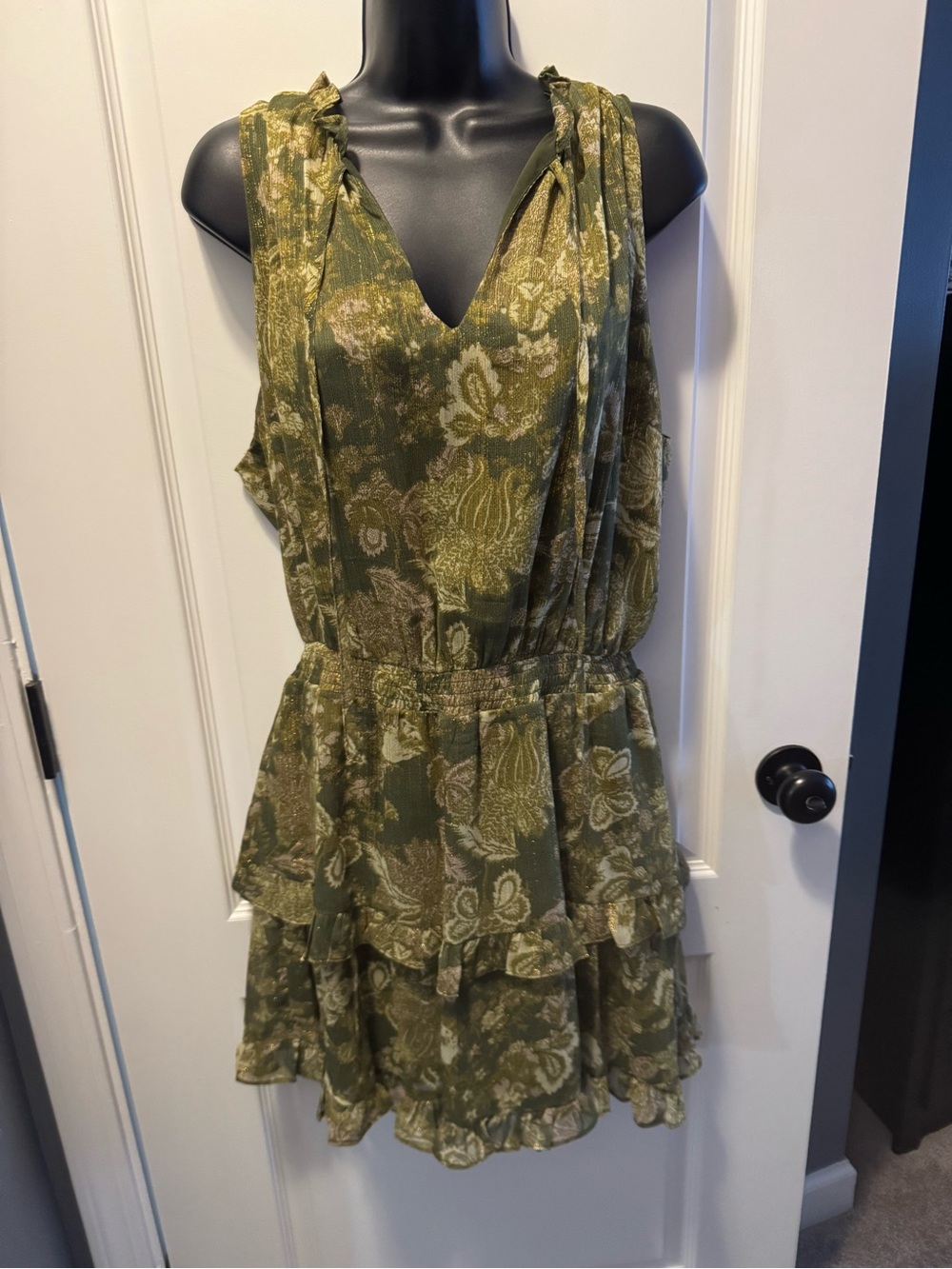 Socialite Olive Floral Ruffle Mini Dress